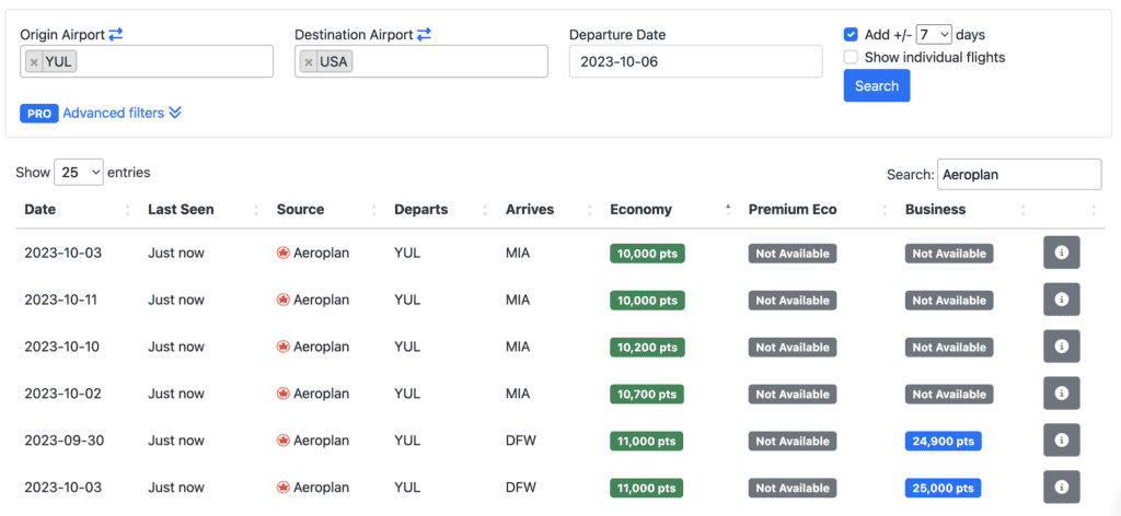 Seats aero weekend in usa