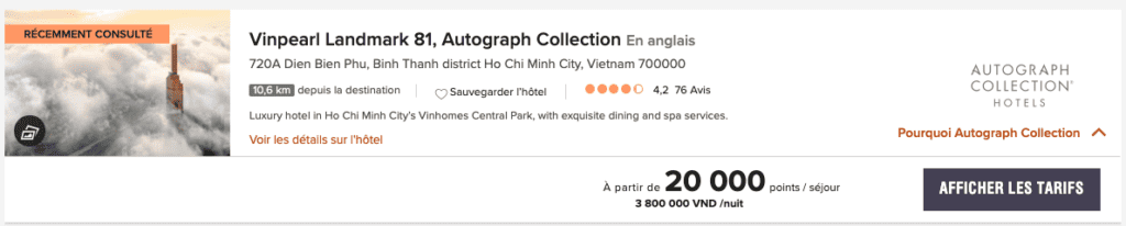 Vinpearl Landmark 81 tarifs