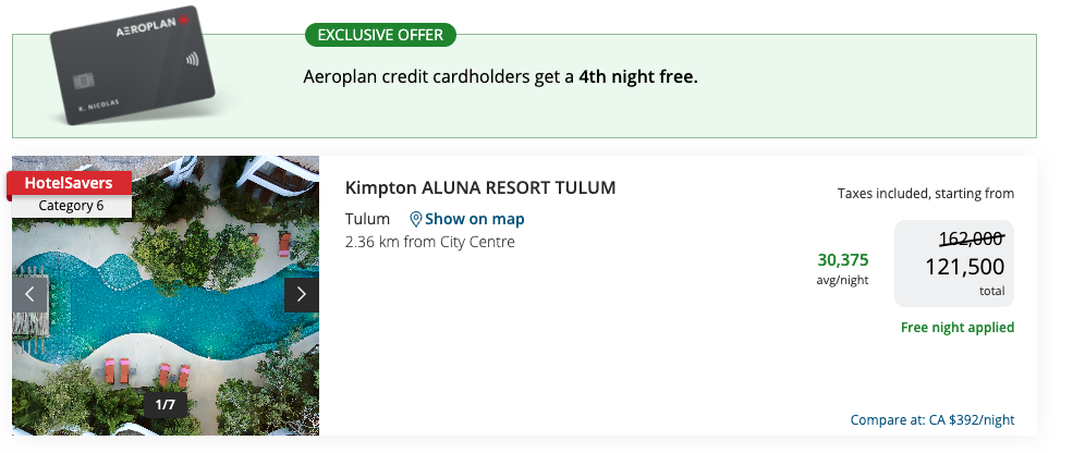 hotelsavers fourth night free tulum example