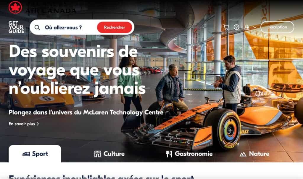 Get your guide vacances air canada