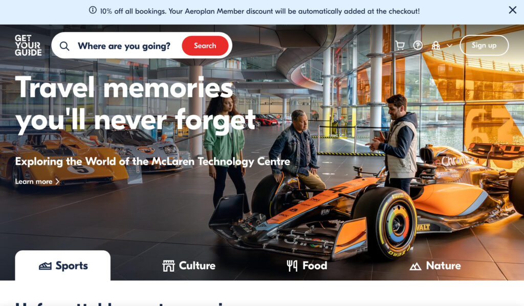 Get your guide vacances air canada