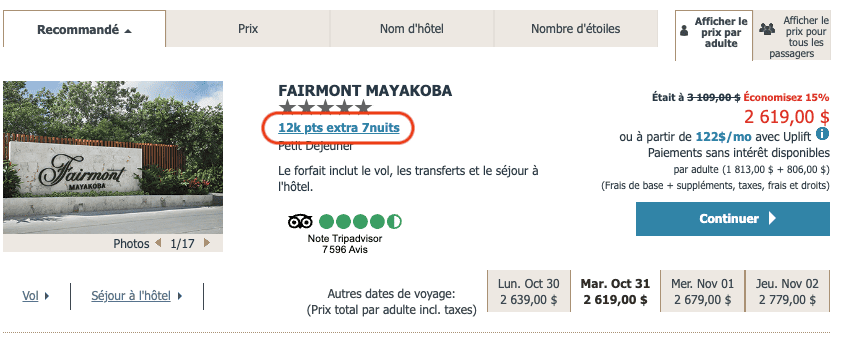 Vacances Air Canada promotion