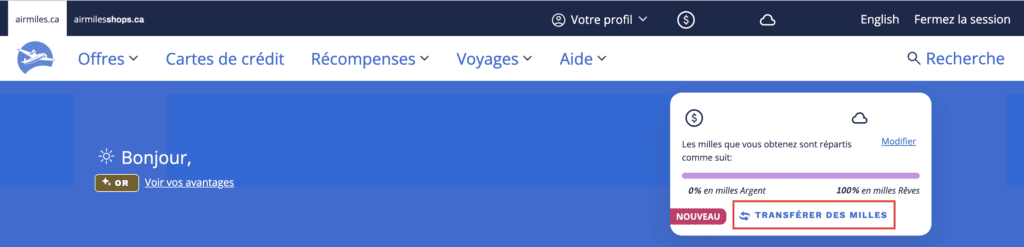 air miles transfert fr5