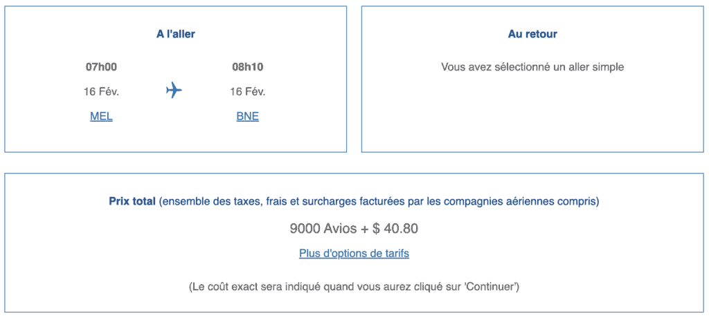 avios sweetspots mel bne fr