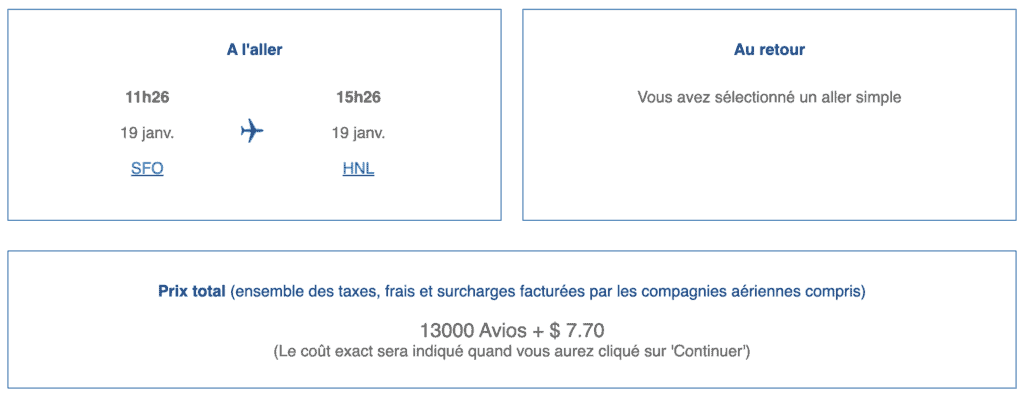 avios sweetspots sfo hnl fr