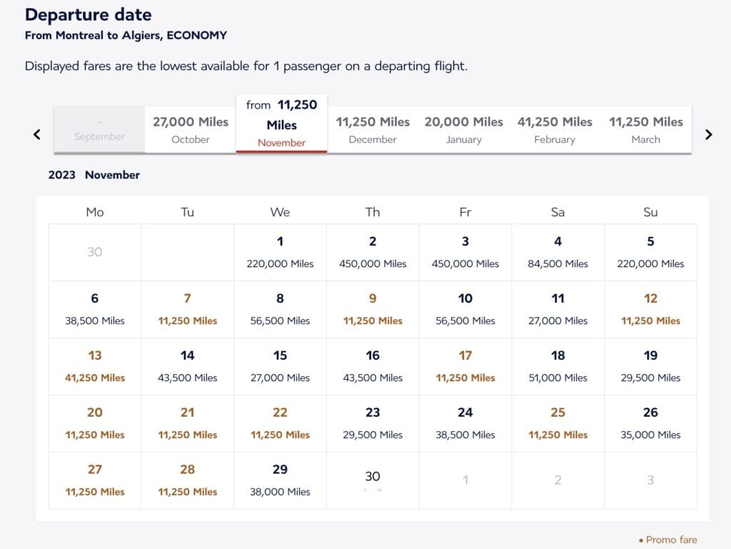 calendrier flying blue yul alg nouveau tarif