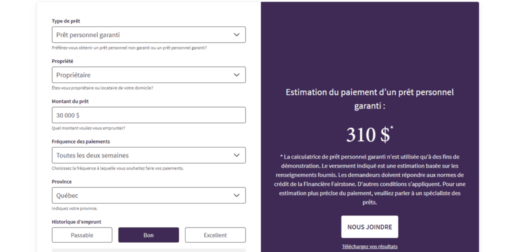 07. Fairstone FR Calculatrice de paiements Prˆt personnel garanti