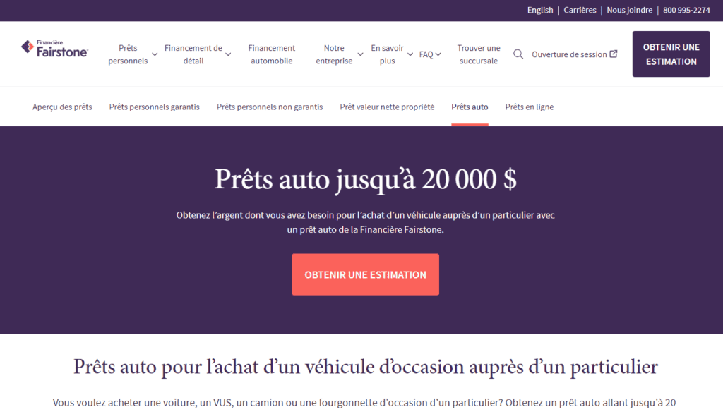 11. Fairstone FR Prˆts auto jusqu … 20 000 $