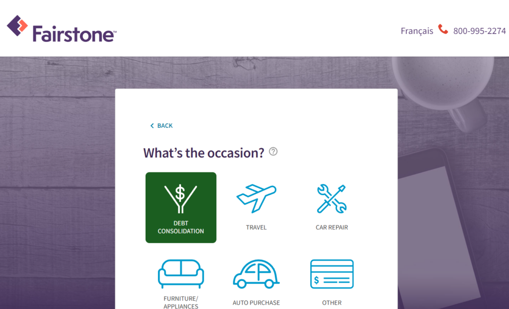 Fairstone Financial - Quickly get a personalized free loan estimate (step 2)