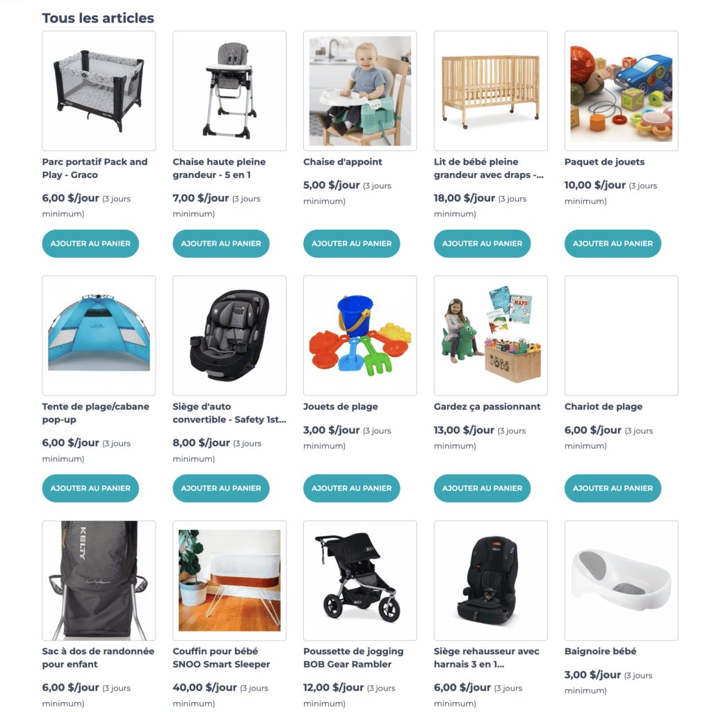 BabyQuip Équipements par catégorie