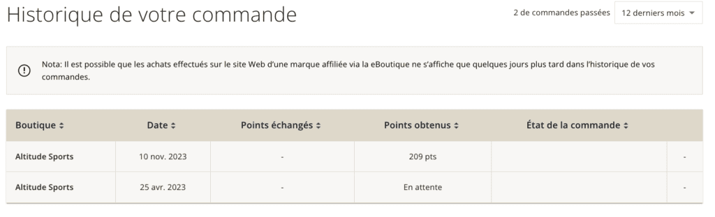 Historique commande FR