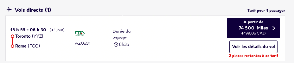 ITA Airways Toronto Rome