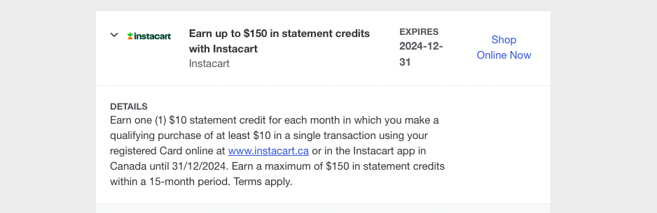 Instacart Amex offer