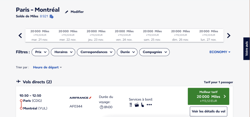 Paris - Montréal avec Air France pour 20 000 Miles Flying Blue