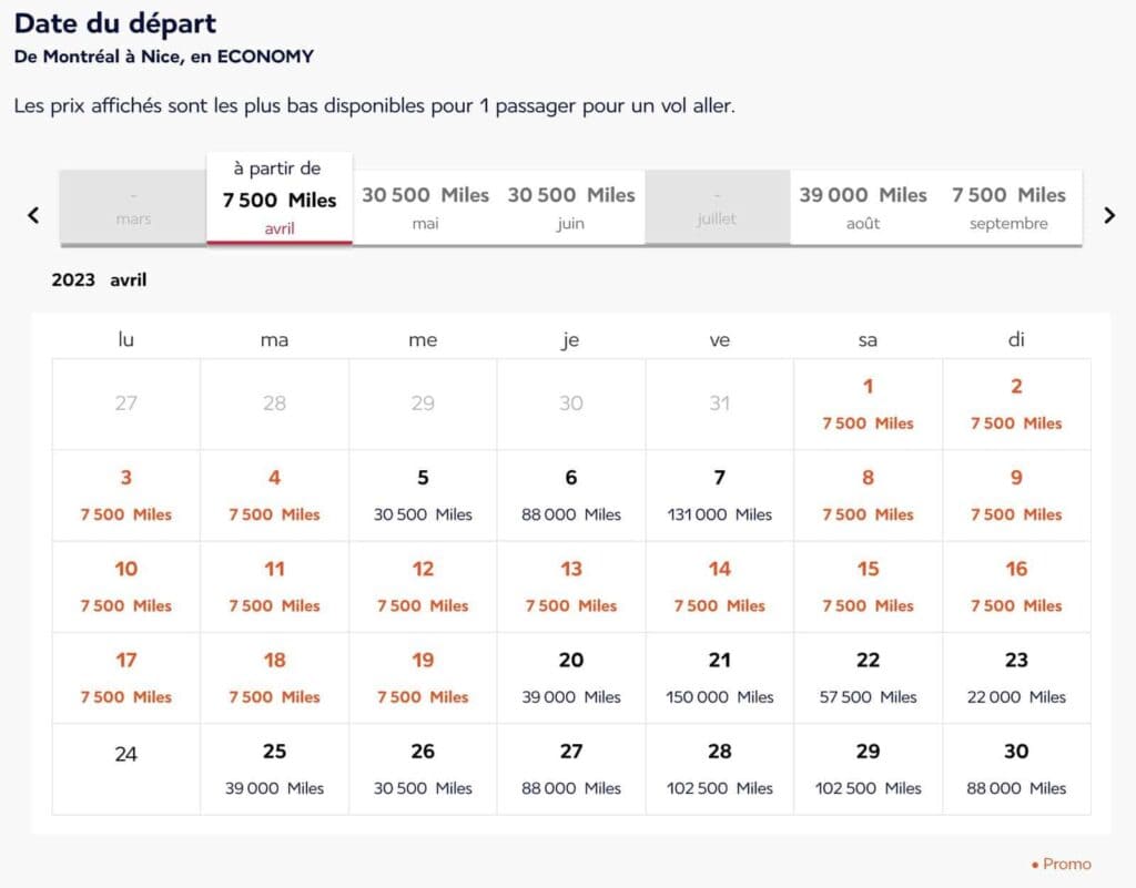 Billets primes Promo Flying Blue avec Air France, payables avec des Miles