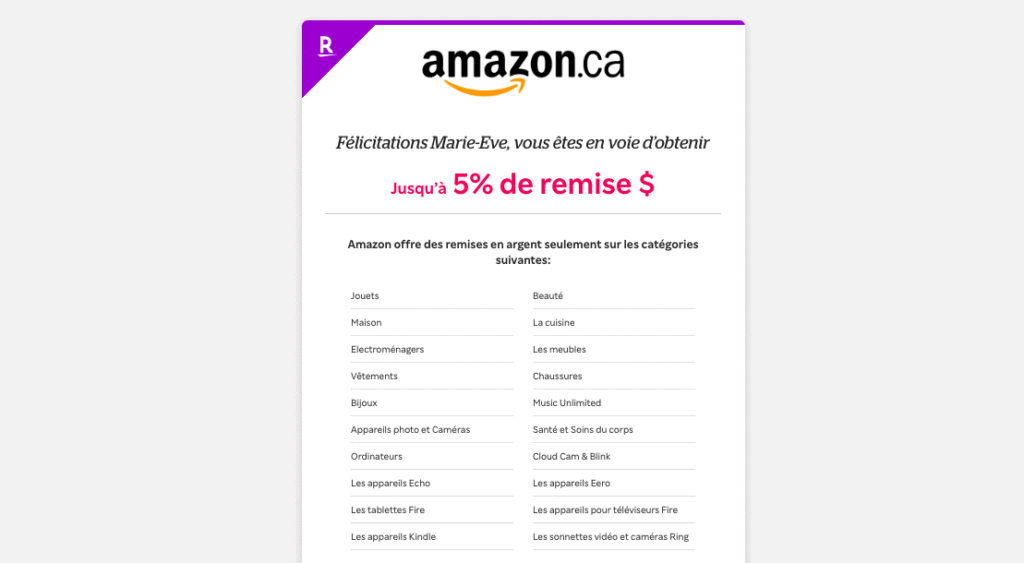 Rakuten Amazon catégories vendredi fou