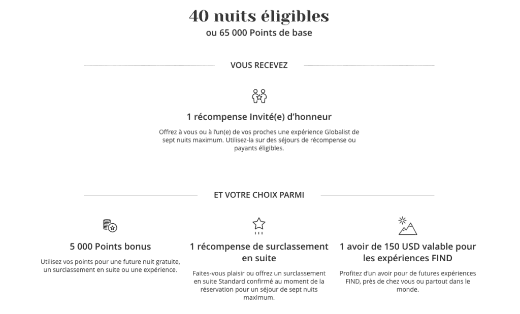 avantages world of hyatt 40 nuits 65k points