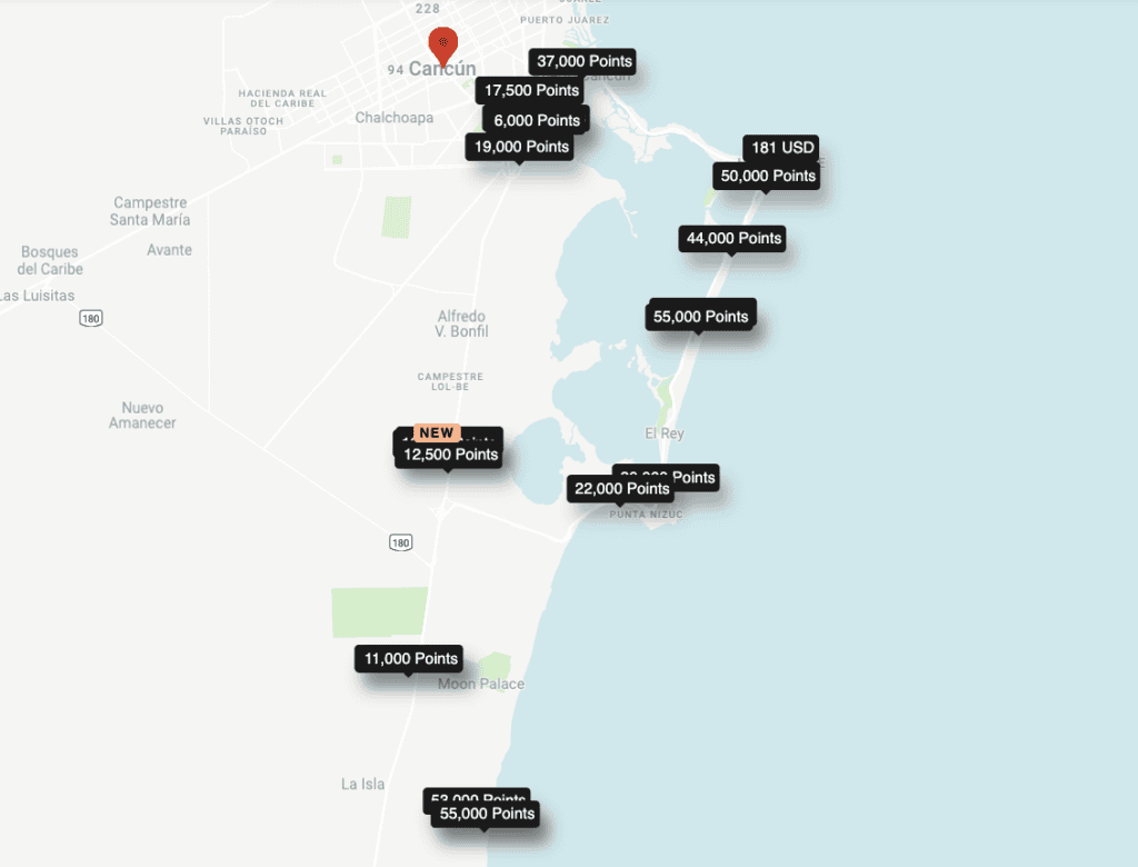 cancun mexique points