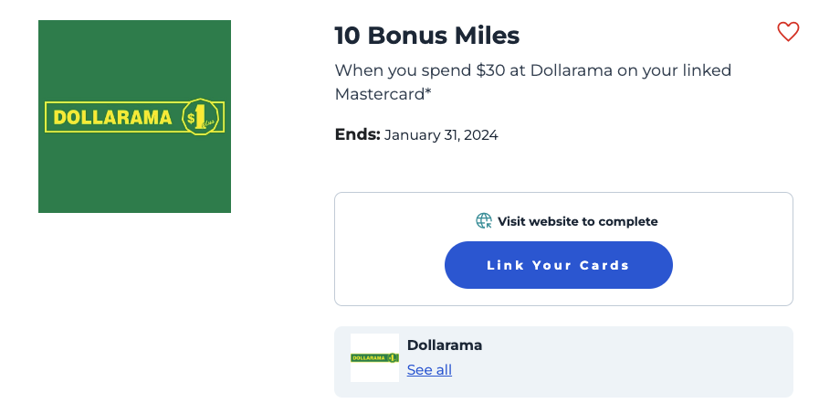 air miiles dollarama