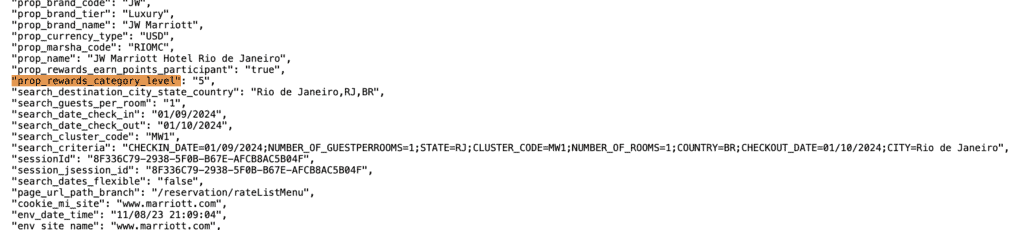 marriott award chart category
