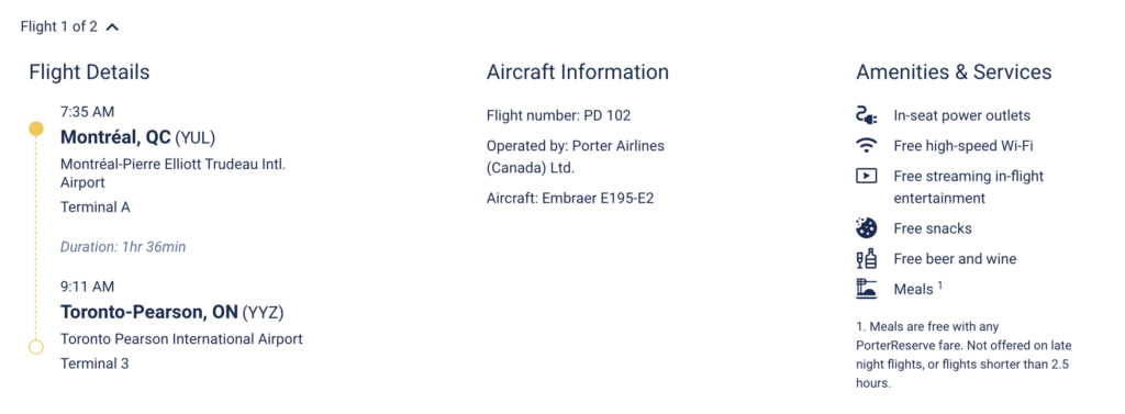 Vol porter montreal-Toronto