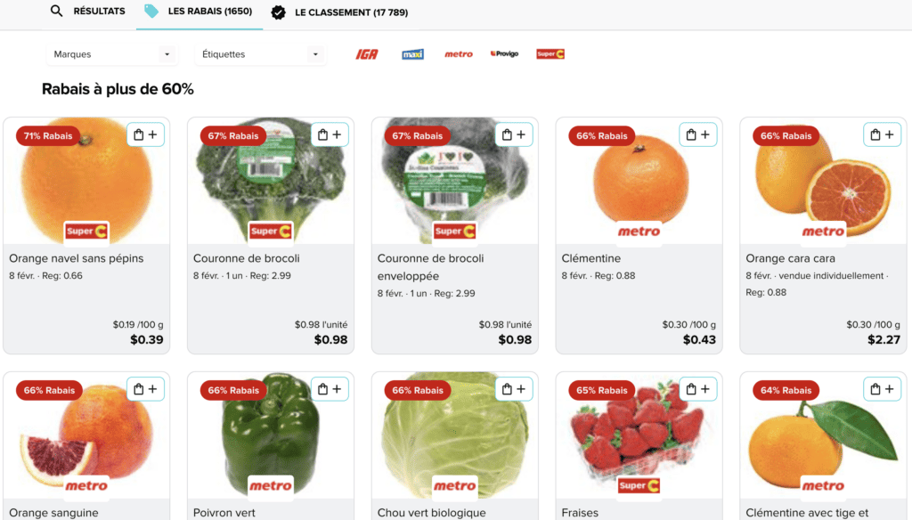 100 grammes rabais epicerie