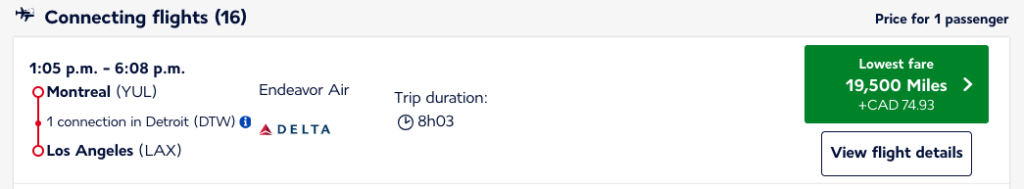 Montreal-LA in Economy for less than 40 000 Flying Blue