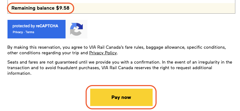 Payer maintenant via rail
