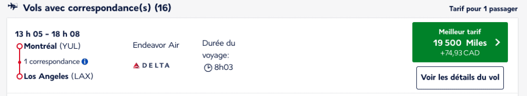 Vol aller/retour Montréal - LA en cabine Economy pour moins de 40 000 Flying Blue