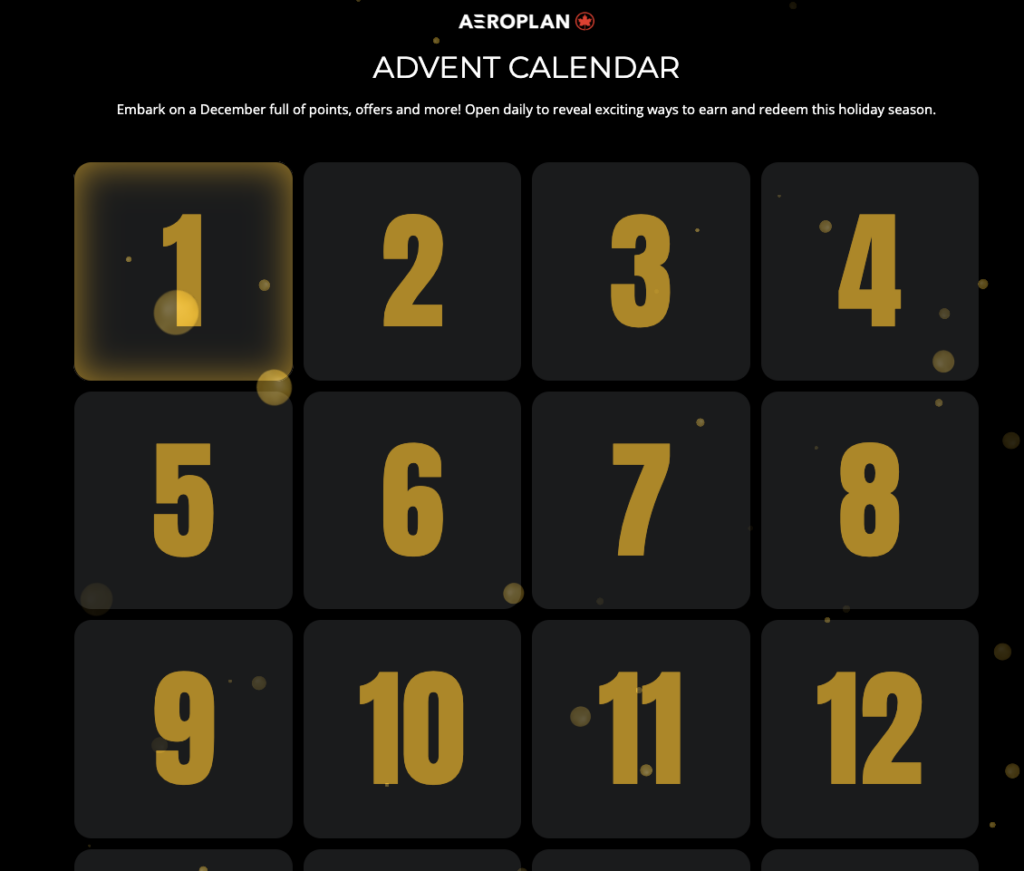 calendrier avent aeroplan