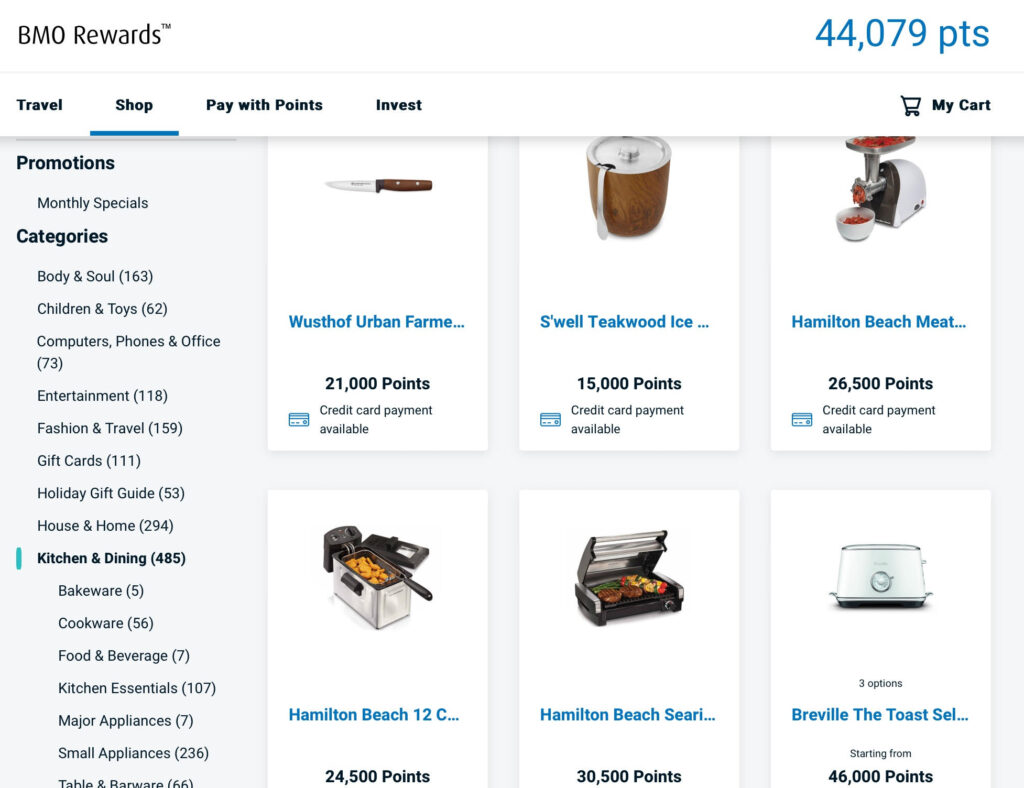 marchandise points bmo