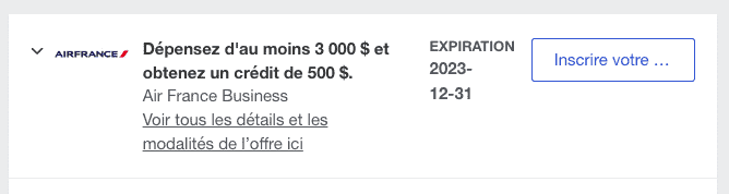 offre Amex Air France