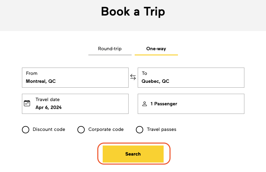 reservation mtl qc via rail