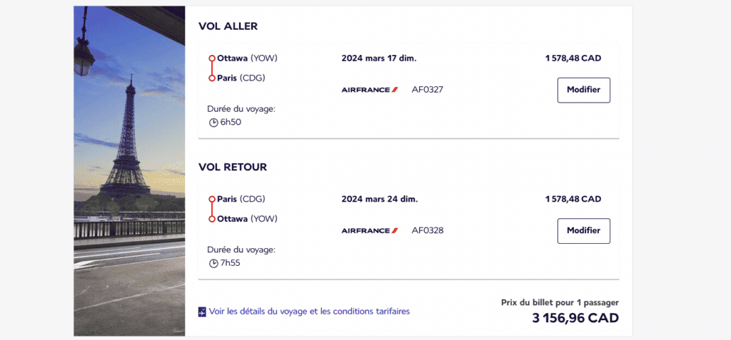 yow cdg af business mars 2024