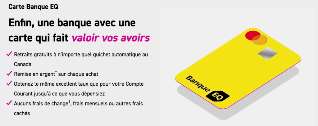 Carte Banque EQ avantages