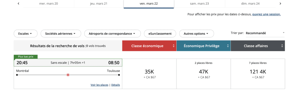 FR montreal toulouse aircanada