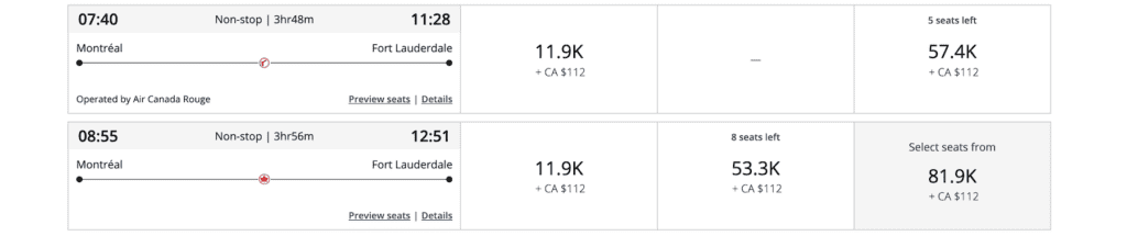 FR vol montreal fortlauderdale