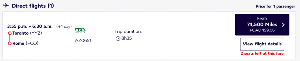 ITA Airways Toronto Rome