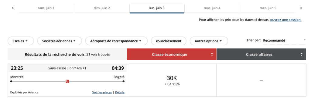 MTL Bogota 3 juin 2024 avianca