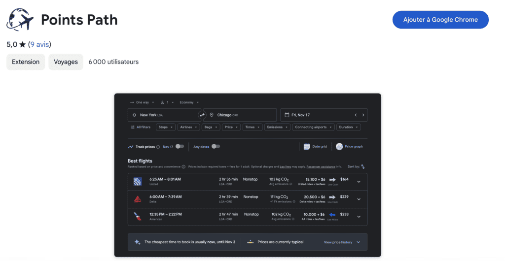 Points Path Extention Google Flights