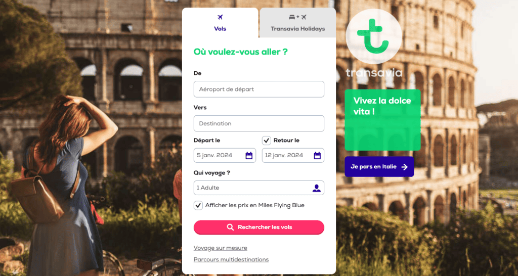 Transavia permet aux passagers d'acheter des billets d'avion avec Flying Blue