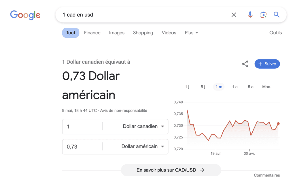 google devises usd cad fr