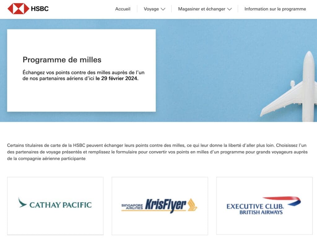 hsbc fin transfert miles 2024