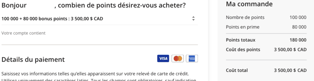 promotion achat points aeroplan