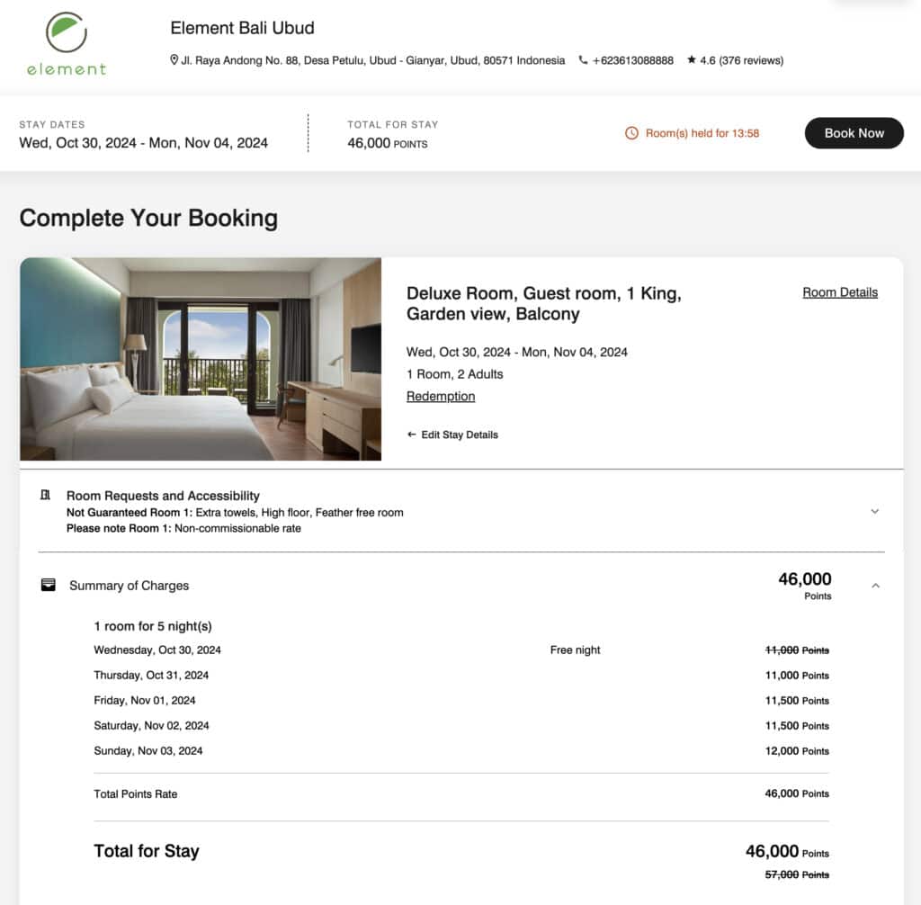 Element Ubud Bali 5 nuits 2024