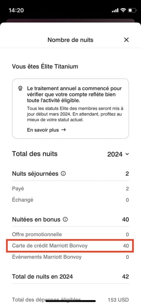 Nuits élites Marriott Bonvoy avec cartes USA 2