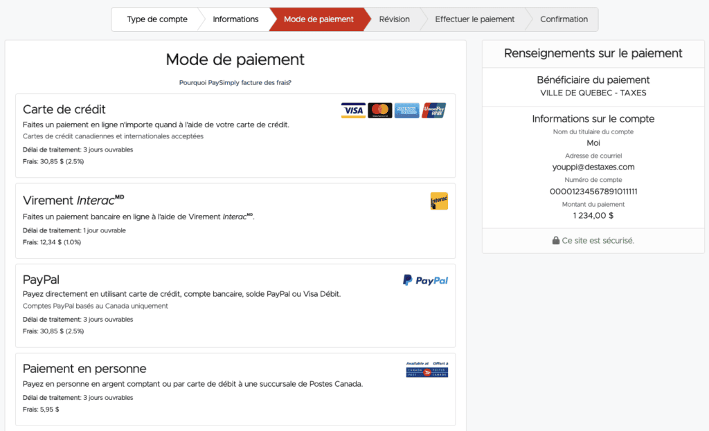 ville de quebec taxes