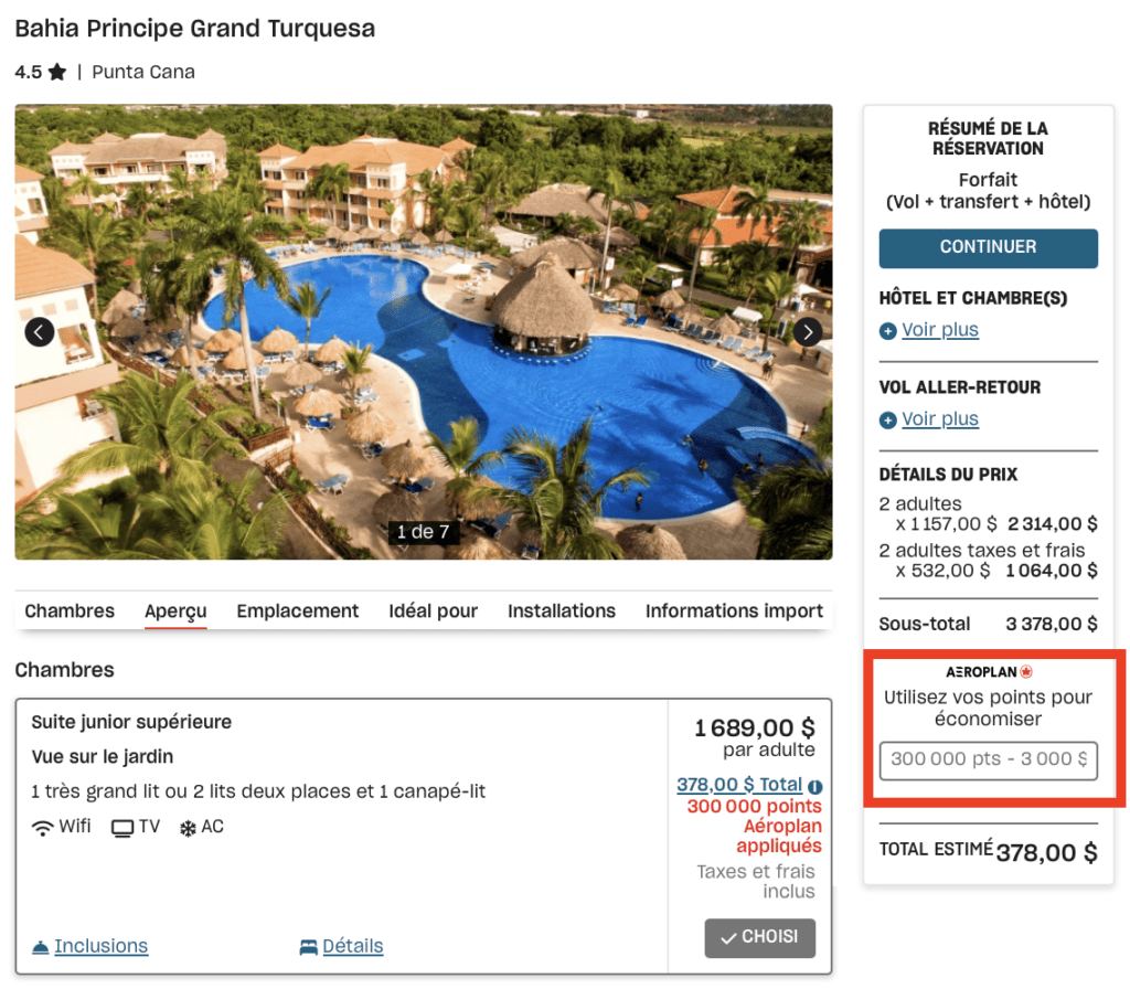 Aeroplan tout inclus