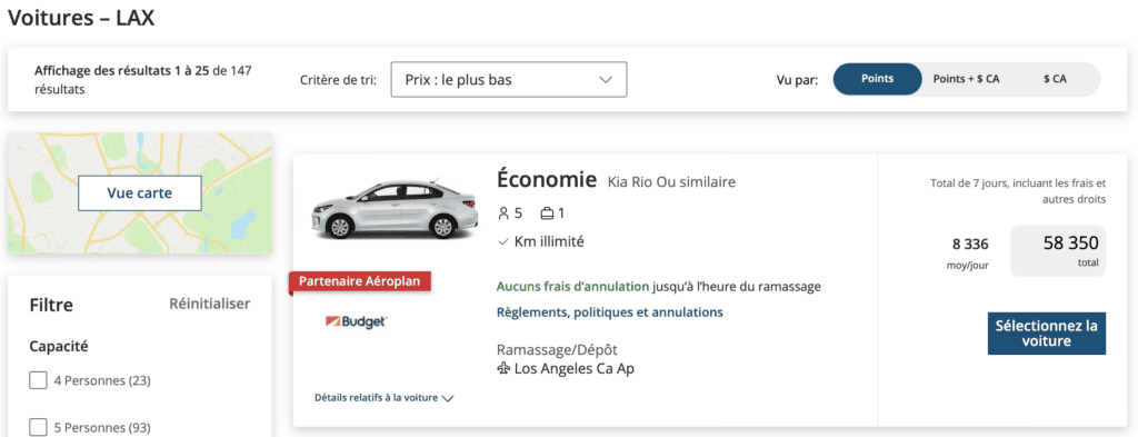 Aéroplan voiture