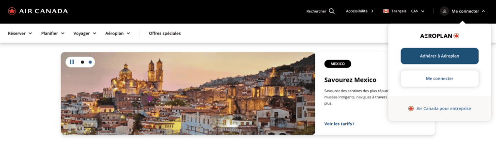 Inscription Aeroplan